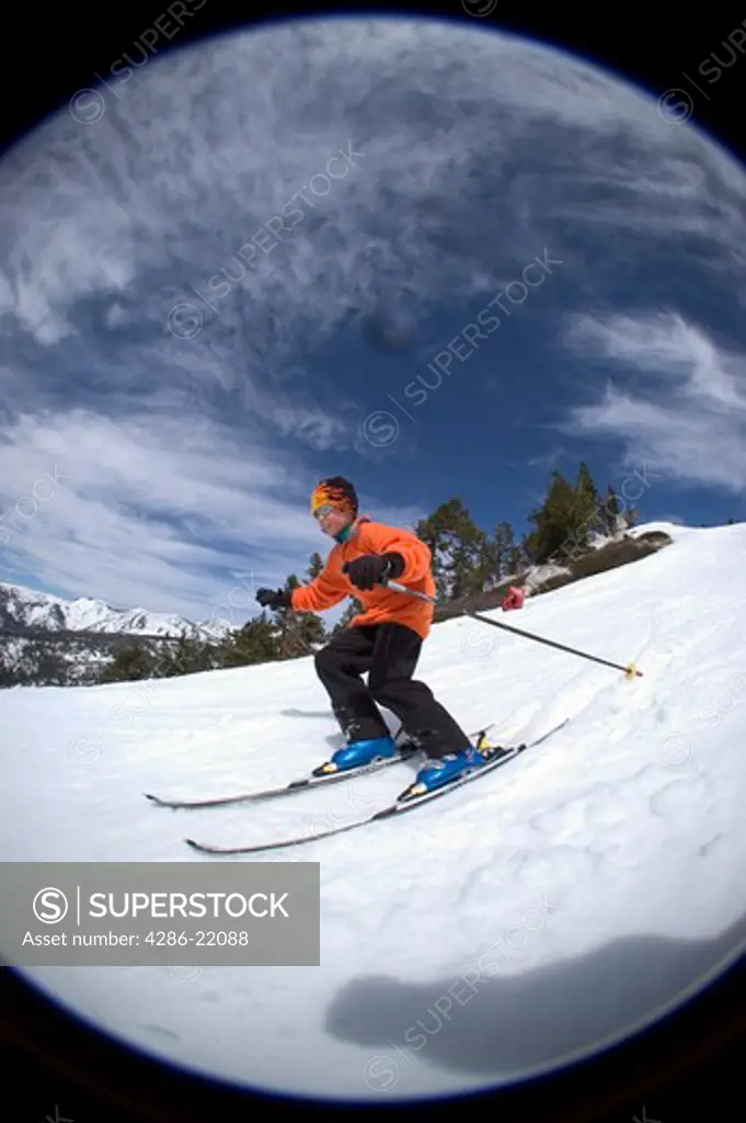 A boy skiing at Diamond Peak, NV.