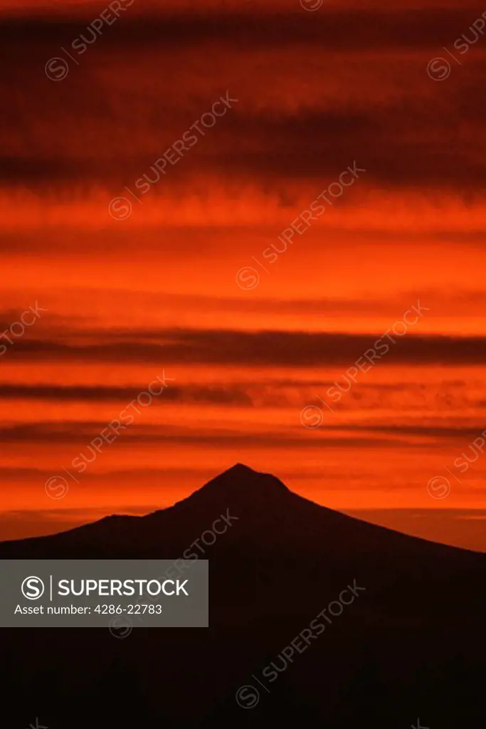 Mount Hood at sunrise from Portland Oregon