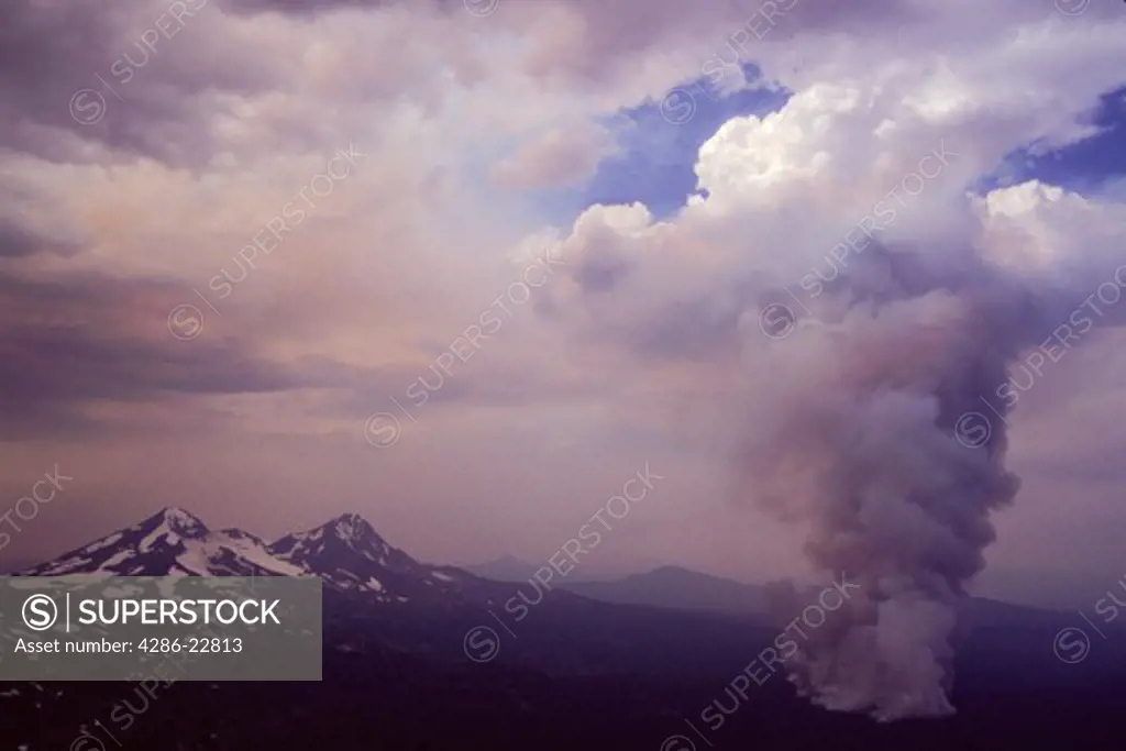 A forest fire in Oregon in the Three Sisters Wilderness.