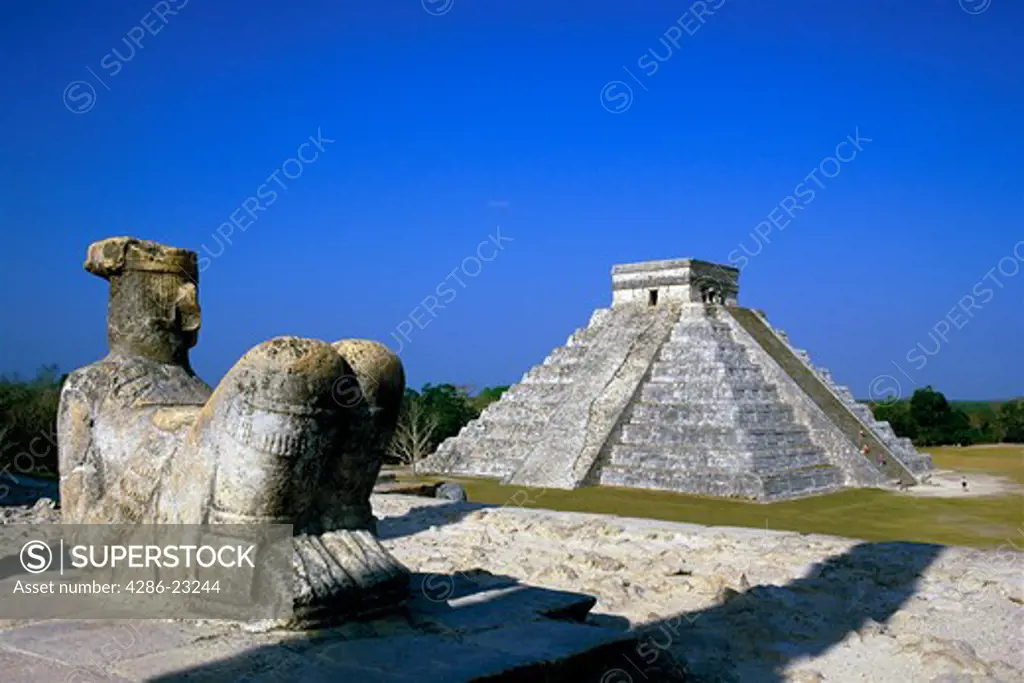 Mexico Yucatan Chichen Itza El Castillo and Chac Mool
