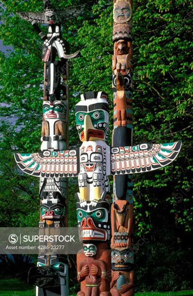 Canada British Columbia Vancouver Stanley Park Totem poles