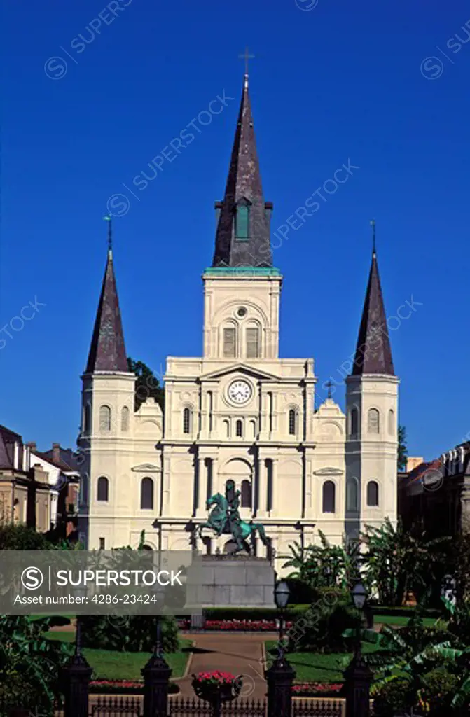 USA Louisiana New Orleans Saint Louis Cathedral and Jackson Square