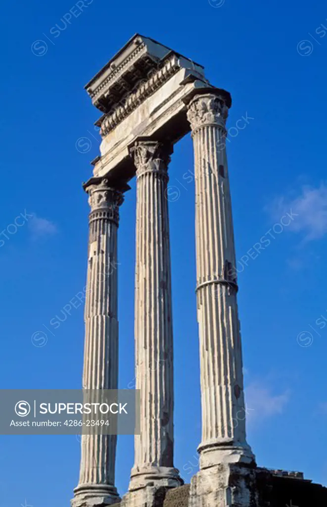Italy Rome The Forum Corinthian columns of the Temple of Castor and Pollux
