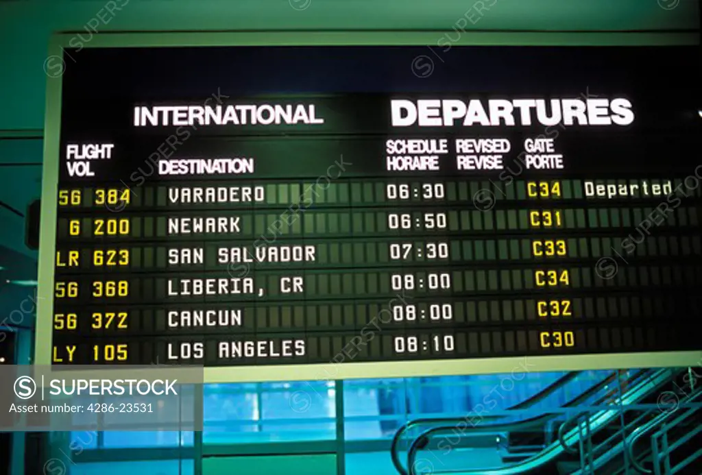 Airport departure board