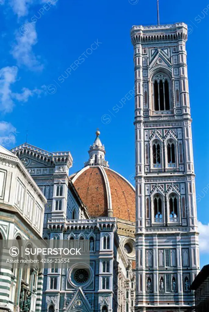 Italy Florence The Duomo Cathedral of Santa Maria del Fiore and the Campanile di Giotto