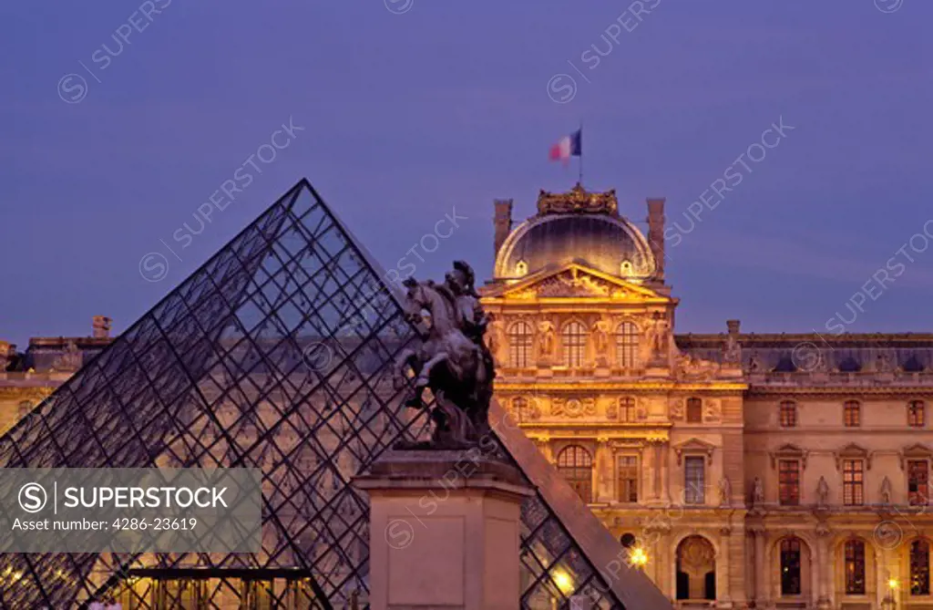 France Paris The Louvre with I M Pei s pyramid