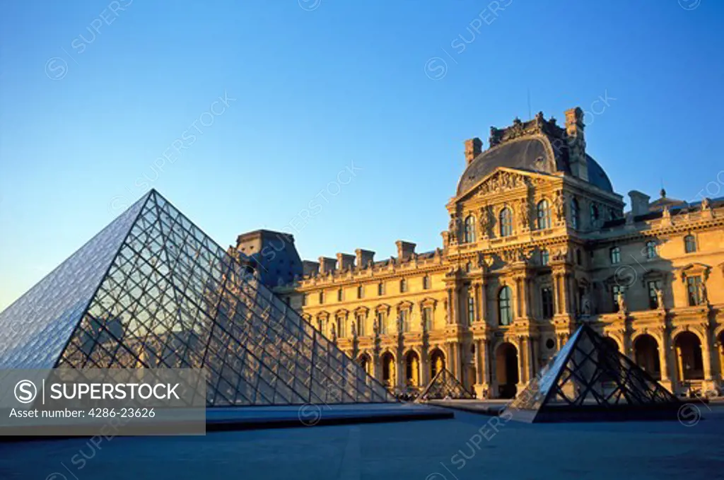 France Paris The Louvre and Pyramid by I M Pei