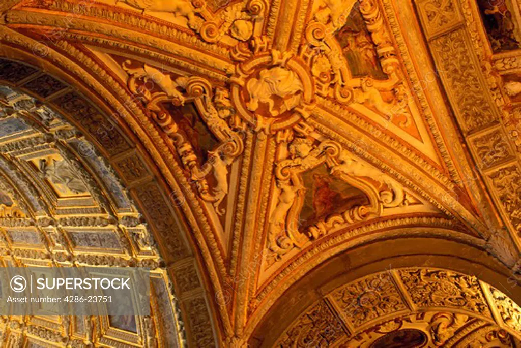 Italy Venice The Doge s Palace interior view of decorated ceiling
