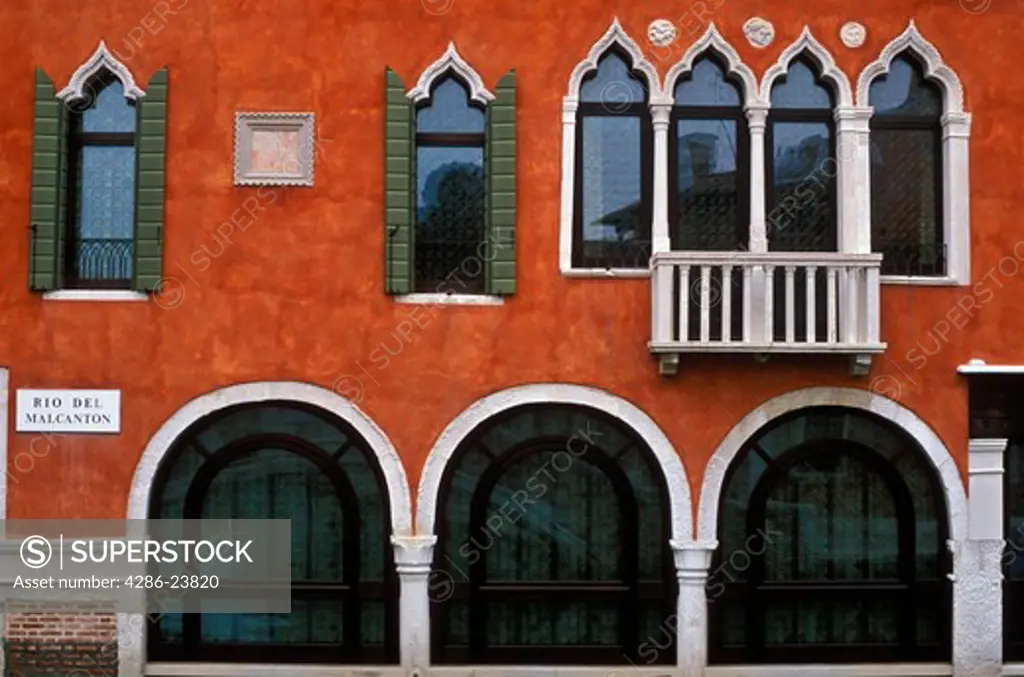 Italy, Venice, detail of Venetian windows