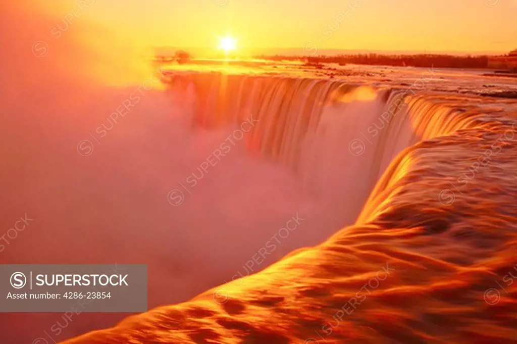 Canada Ontario Niagara Falls sunrise over Niagara Falls