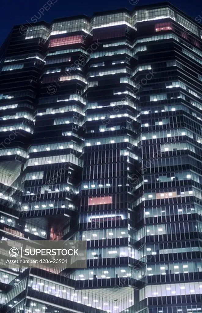Canada, Ontario, Toronto, office tower illuminated at night