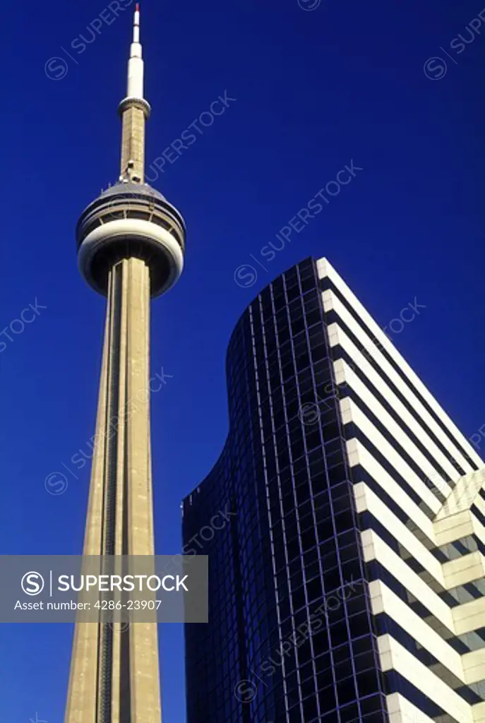 Canada, Ontario, Toronto, CN Tower and office building