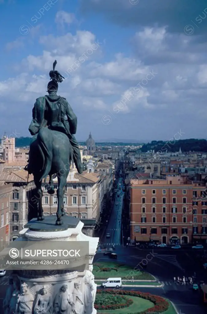 View of Rome, Italy as seen from the King Victor Emmanuel II Monument overlooking the Piazza Venezia.