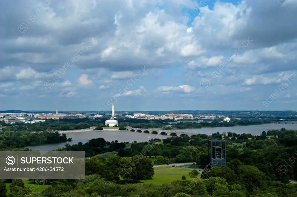 Washington D.C. aerial view of Lincoln memorial                              