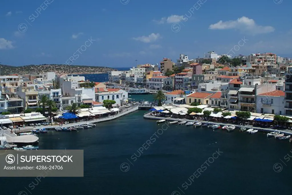 Harbor of Agios Nikolaos in Crete, Greece