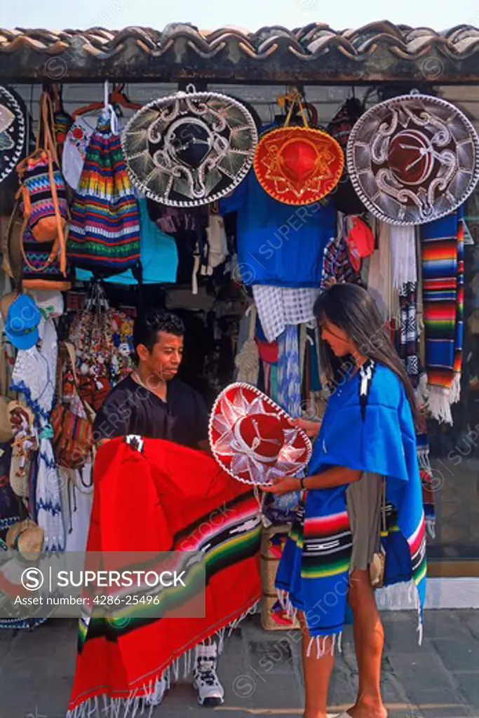 Woman shopping for souvenirs in Puerto Vallarta Mexico