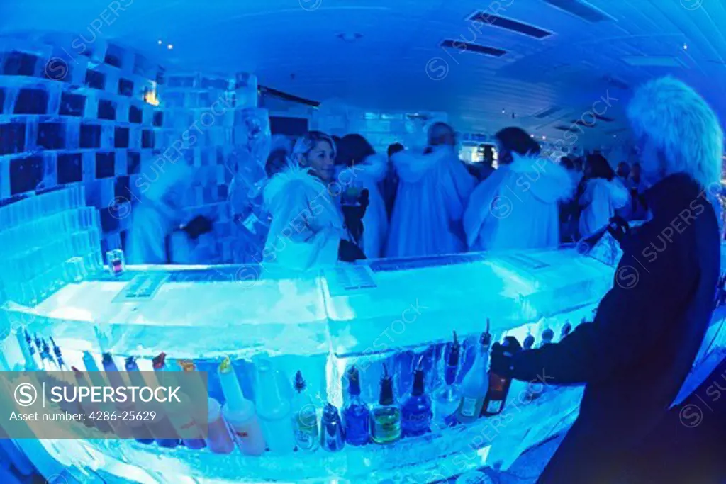 Having cocktails at Ice Bar in Nordic Light Hotel in Stockholm