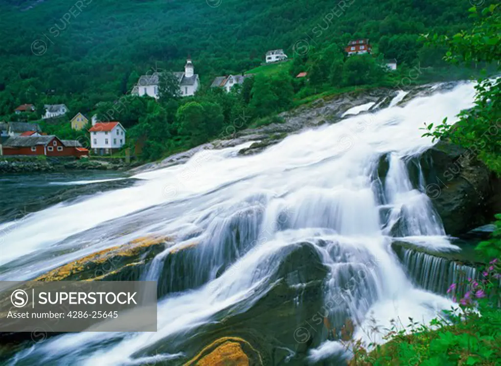 Hellesylt Falls at Hellesylt village in Norway