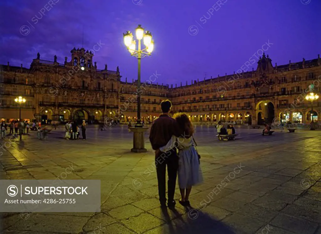 Couple at Plaza Mayor in Salamanca Spain