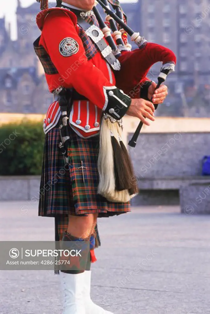 Scottish bagpiper in Edinburgh