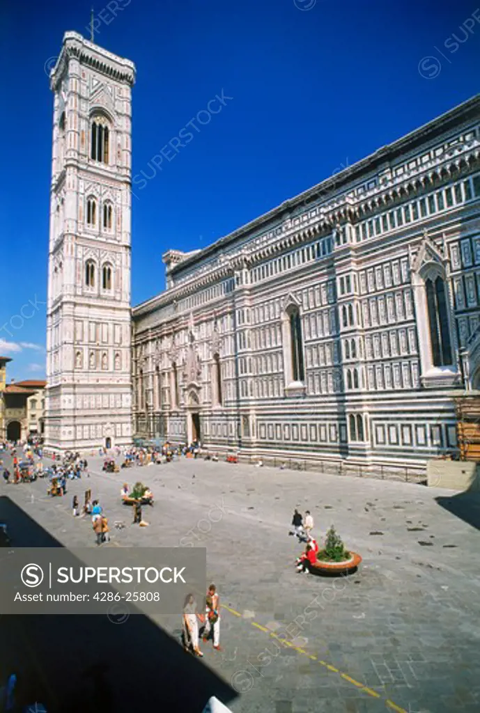Piazza Del Duomo Bell Tower in Florence Italy