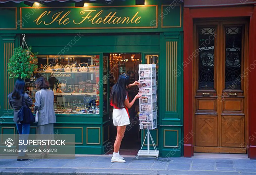 Women at shop off Saint Germain on left bank in Paris