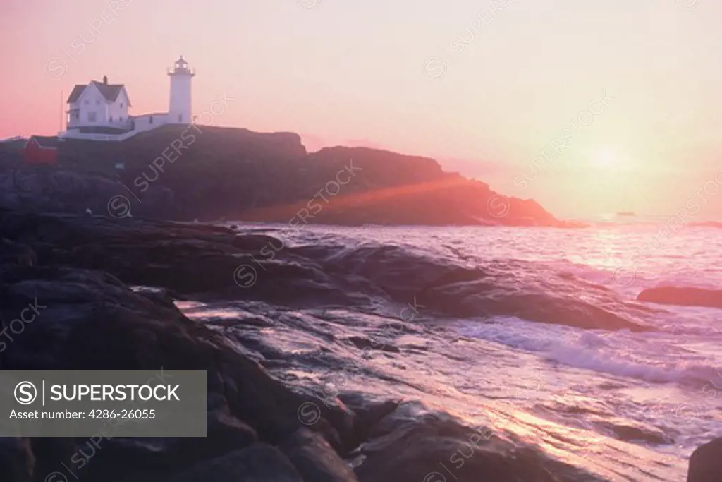 Cape Neddick Light in York Maine at sunrise