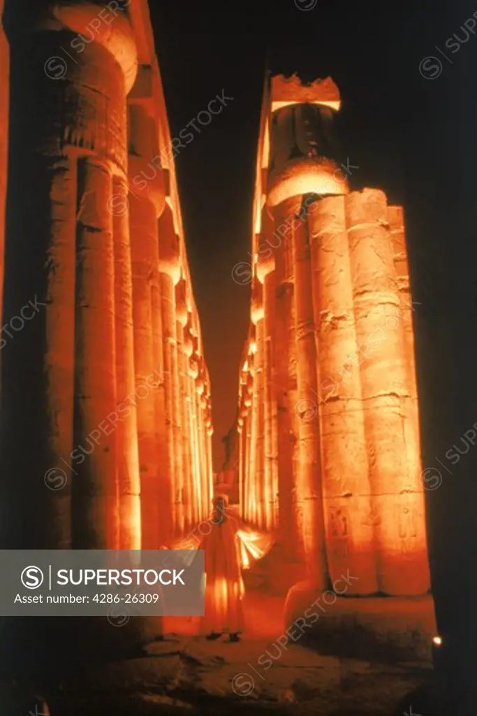 Colonnades of Amenhotep III in Luxor on East Bank of Nile in Egypt