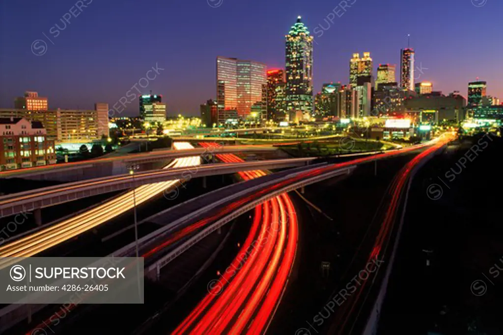 Highways leading into Atlanta at dusk