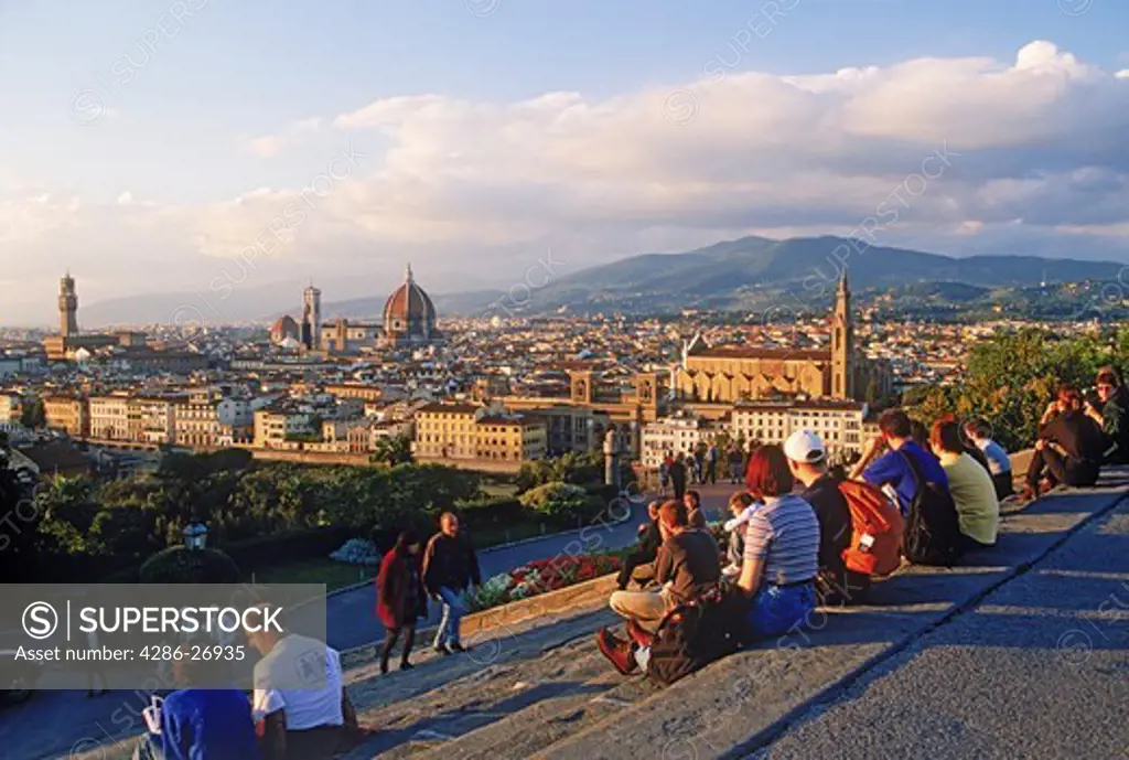 Florence on Arno River from Piazzale Michelangelo at sunset