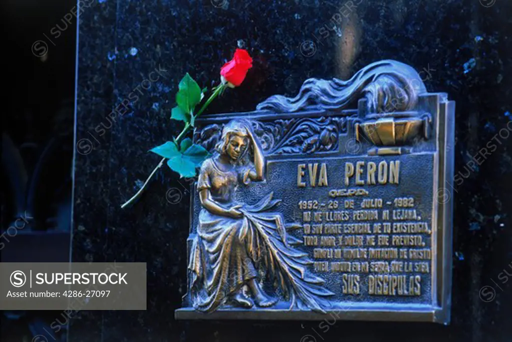 Grave site of Eva Peron or Evita in La Recoleta Cemetary in Buenos Aires 
