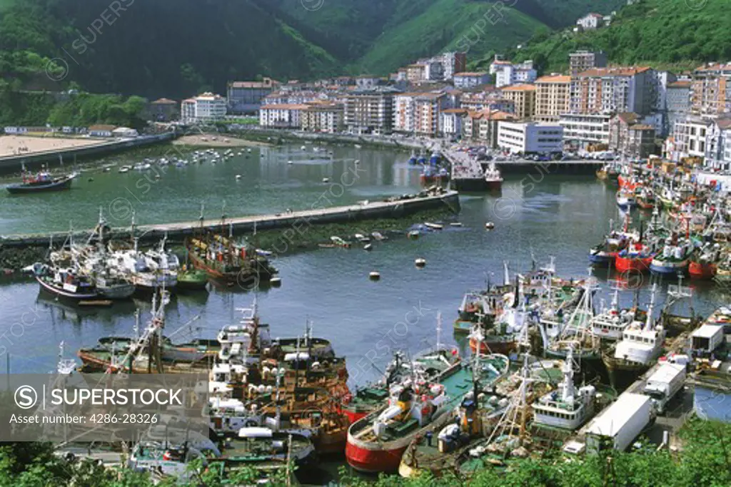 Fishing village of Ondarroa on Atlantic Coast of Basque Country in northern Spain