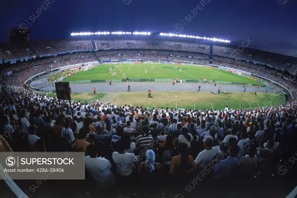 Fans at River Plata Stadium in Buenos Aires for soccer match