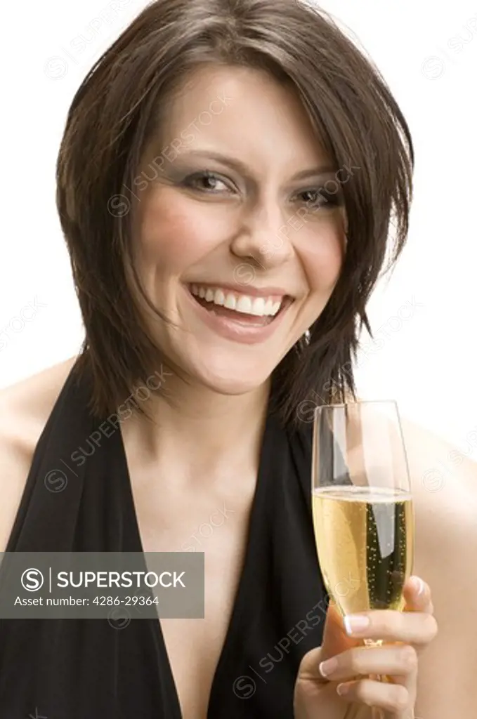 Woman holding a flute of champagne 
