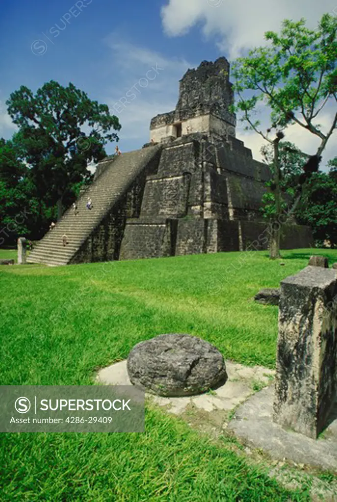 Temple II, Great Plaza, Tikal, Guatemala.  Mayan Ruins.  6,000 plus Caribbean & Latin America images.