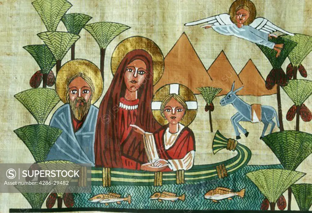 Papyrus image of Holy Family, Cairo, Egypt