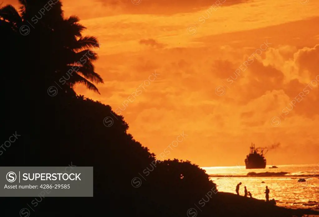 Sunset off Rarotonga, Cook Islands