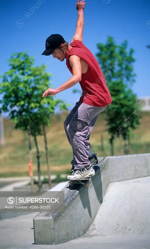Skateboarder at skateboard park