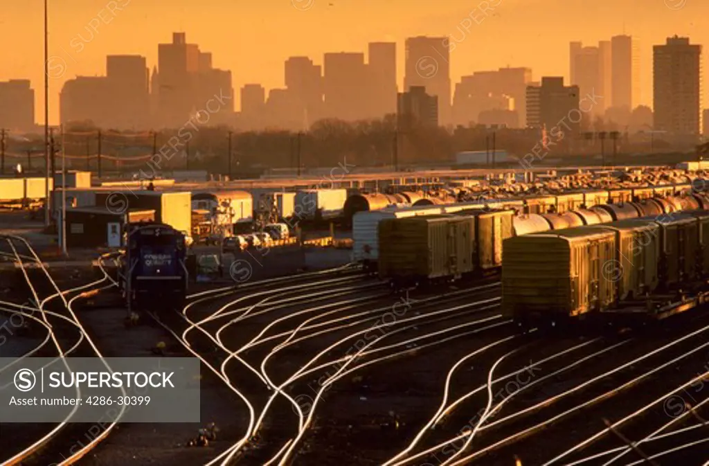 Conrail yard with Boston skyline