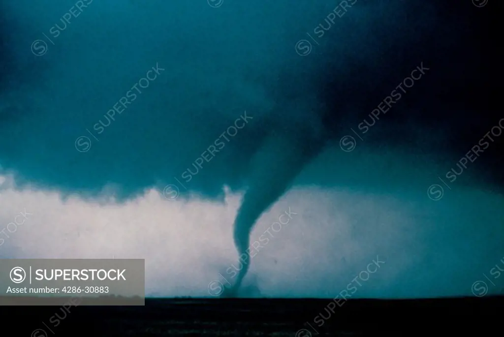 NOAA photo of a tornado touching ground near Cordel, Oklahoma May 22, 1981.