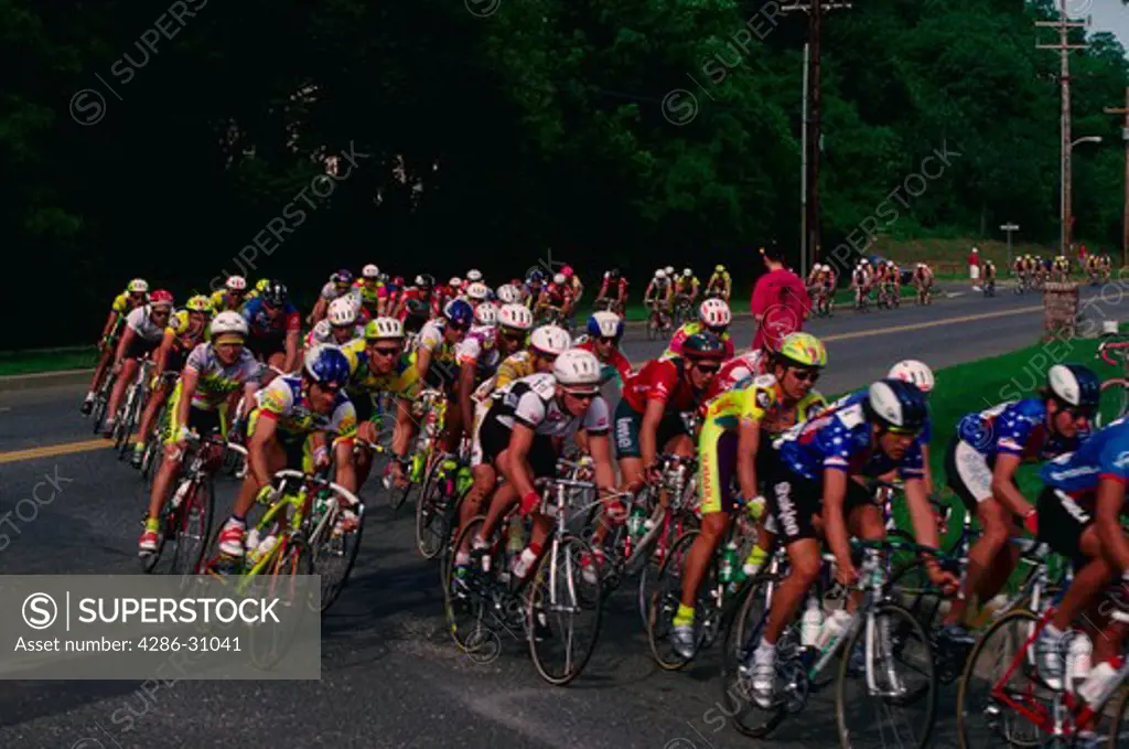 Freehold, NJ, the Corestates NJNB Classic bicycle race on the E. Freehold Rd.