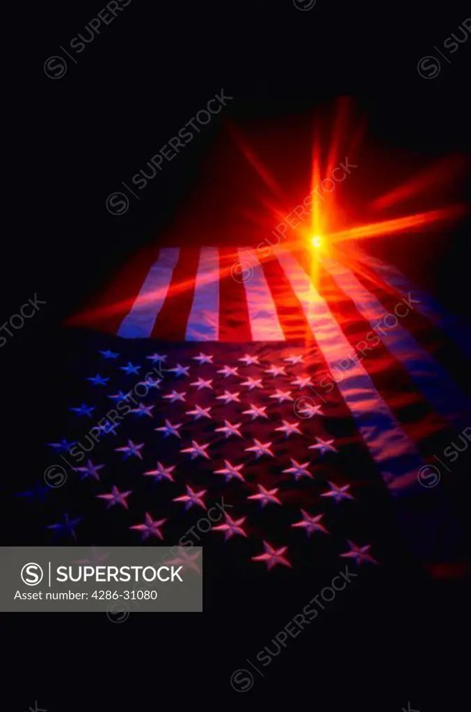 American flag with starburst