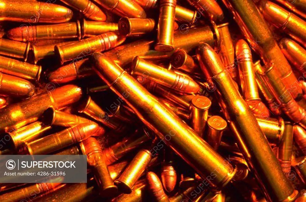 Close-up of a pile of bullets.