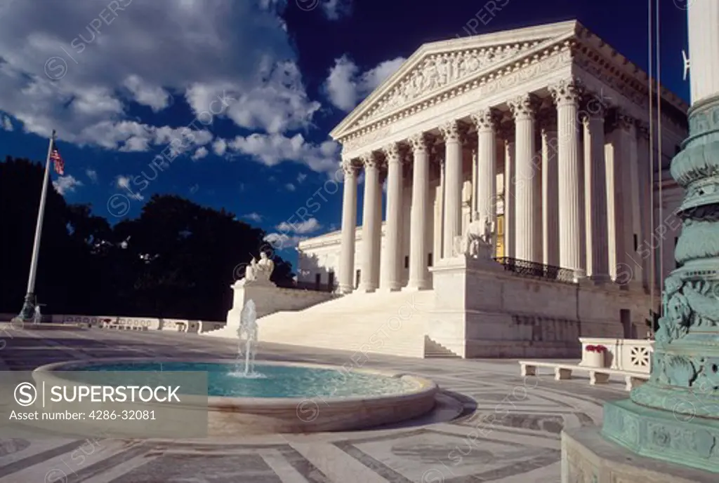 Exterior view of front of U.S. Supreme Court building, Washington, DC.