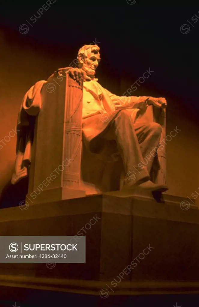 Close-up of the statue of Abe Lincoln at the Lincoln Memorial in Washington, D.C.