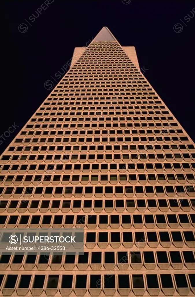 Looking up at Transamerica building, San Francisco, California.
