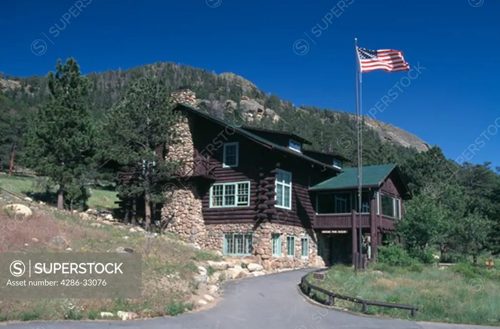 Historic cabin that houses the Moraine Park Museum, Rocky Mtn Nat'l Park, CO