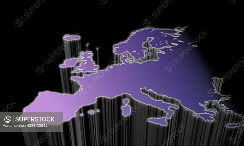Purple to blue rendition of the European continent