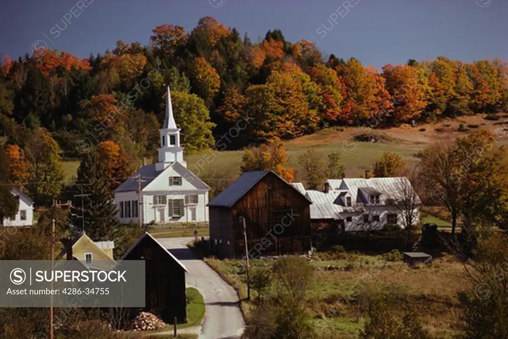 Church at Waits River, Vermont as the leaves are changing.