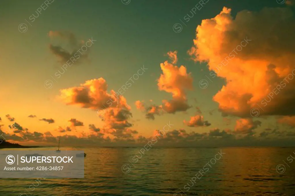 Clouds at sunrise over Grand Cayman Island in the Caribbean